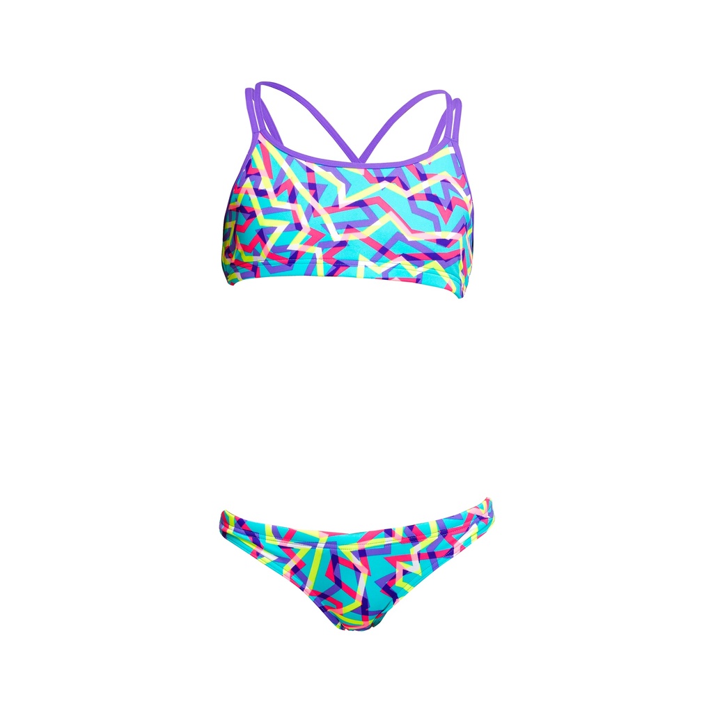 [FS33G02642##20] Bikini Funkita Girls Criss Cross Two Piece / Mint Strips (Größe 152)
