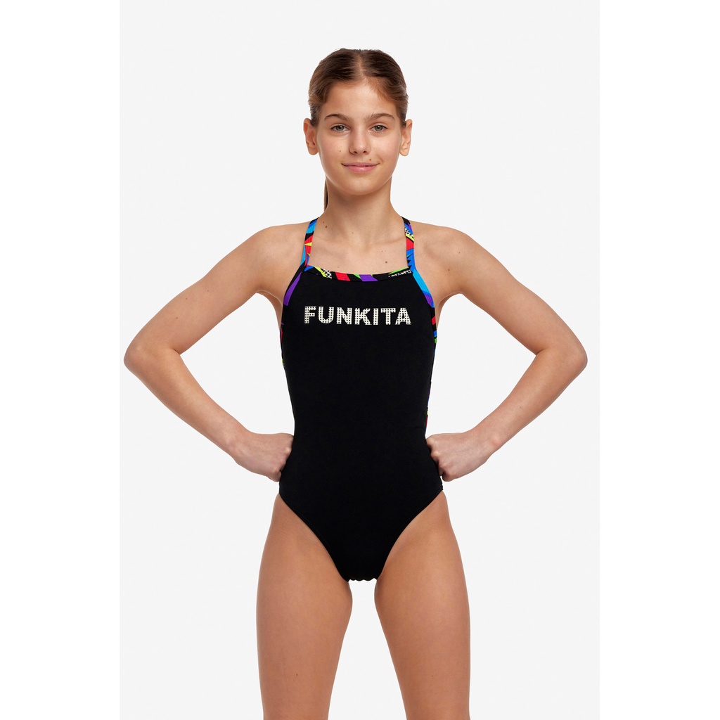 Badeanzug Funkita Girls Strapped in One Piece / Beat in Black