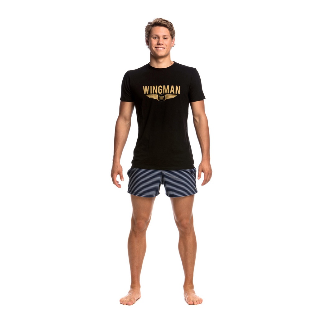 T-Shirt Mens Crew Neck / Wingman (S, schwarz)